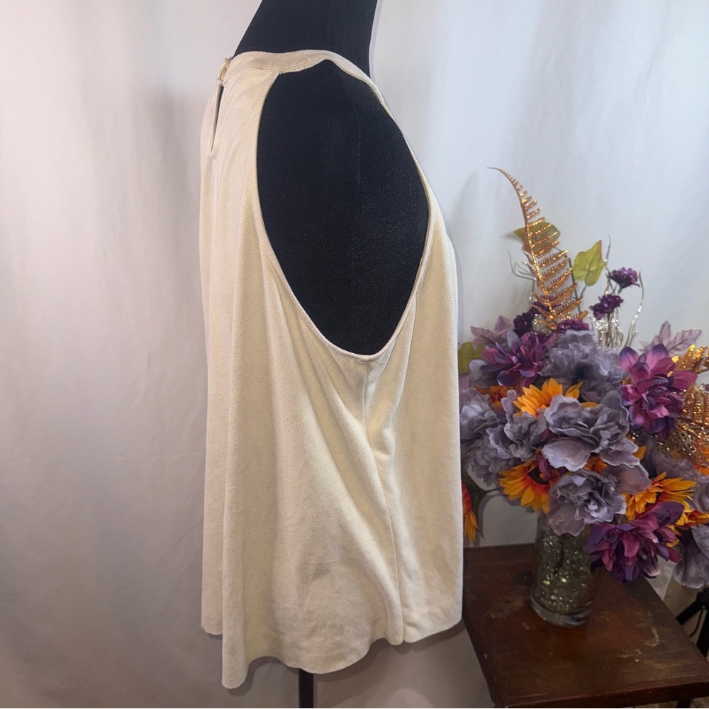 A Beautiful Soul Cream Laser Cut Halter Top Boho Sleeveless XL - Picture 5 of 8